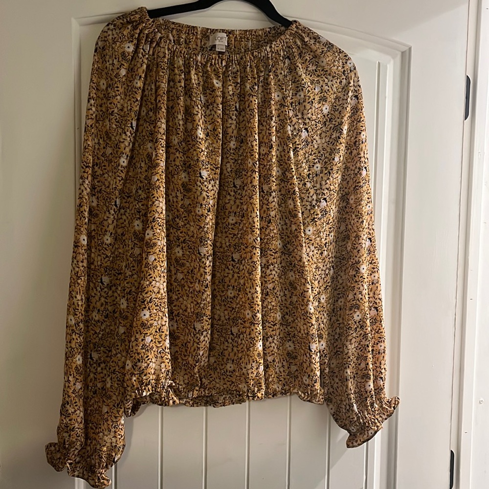 Loft Yellow Floral Long Sleeve Blouse